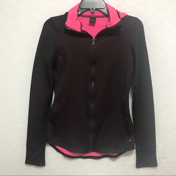 Under Armour Workout Jacket Hooded Zip Up Pink Med - Picture 9 of 9